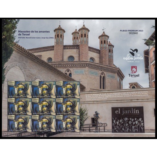 España Pliego Premium 132 2023 Mausoleo de los amantes de Teruel Pintura Mural El amor nuevo Jorge Gay MNH