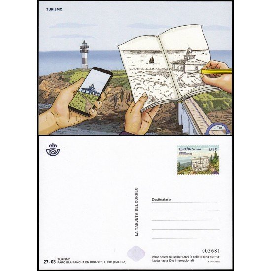 España Tarjetas del Correo y de Iniciativa Privada 175 2023 Faro Illa Pancha Ribadeo Lugo Galicia