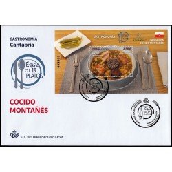 España Spain 5680 2023 Hojita Gastronomía España en 19 platos Cantabria Cocido montañes SPD Sobre Primer Día
