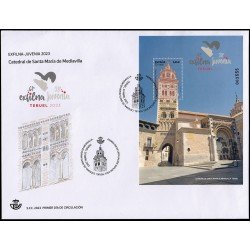 España Spain 5653 2023 Hojita Exposición Exfilna 2023 Teruel Catedral de Santa María de Mediavilla SPD Sobre Primer Día España Spain 5653 2023 Hojita Exposición Exfilna 2023 Teruel Catedral de Santa María de Mediavilla SPD Sobre Primer Día