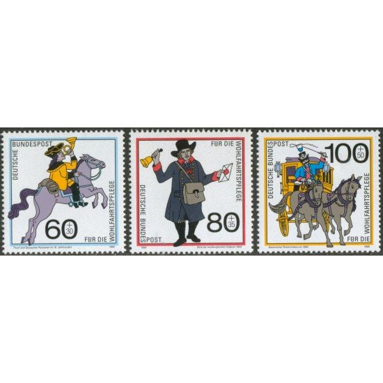 TRA1/S Alemania Federal Germany Nº 1269/71 1989 Sorteo benéfico-Historia del correo-Lujo TRA1/S Alemania Federal Germany Nº 1269/71 1989 Sorteo benéfico-Historia del correo-Lujo