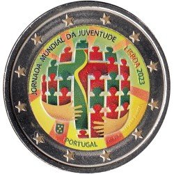 Portugal 2023 2 € euros conmemorativos Color Jornada Mundial de la Juventud