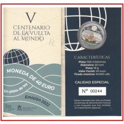 España Spain 2022 Cartera Oficial Moneda 40 euros € Plata Color Vuelta al Mundo España Spain 2022 Cartera Oficial Moneda 40 euros € Plata Color Vuelta al Mundo