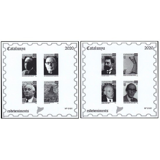 Catalunya Catalonia 2020 hojitas de pruebas filatélicas en en blanco y negro 