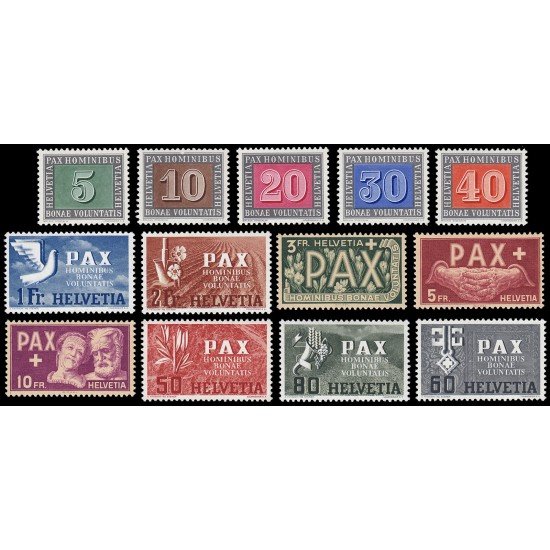 Suiza Switzerland 405/17 1945 Serie de la Paz PAX MNH Suiza Switzerland 405/17 1945 Serie de la Paz PAX MNH