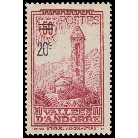 Andorra Francesa 46 1935 Sellos de 1923/33 sobrecargados Paisajes MH