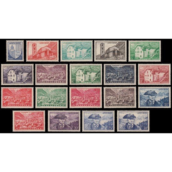Andorra Francesa 119/37 1948/51 Paisajes retratos escudos MNH