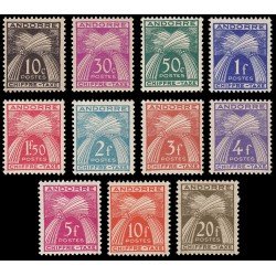 Andorra Francesa Tasas 21/31 1943-46 Espigas Leyenda Chiffre-Taxe MNH
