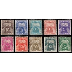 Andorra Francesa 32/41 1946-50 Espigas Leyenda Timbre-Taxe MNH