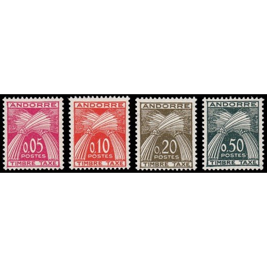 Andorra Francesa 42/45 1961 Espigas Leyenda Timbre-Taxe MNH Andorra Francesa 42/45 1961 Espigas Leyenda Timbre-Taxe MNH