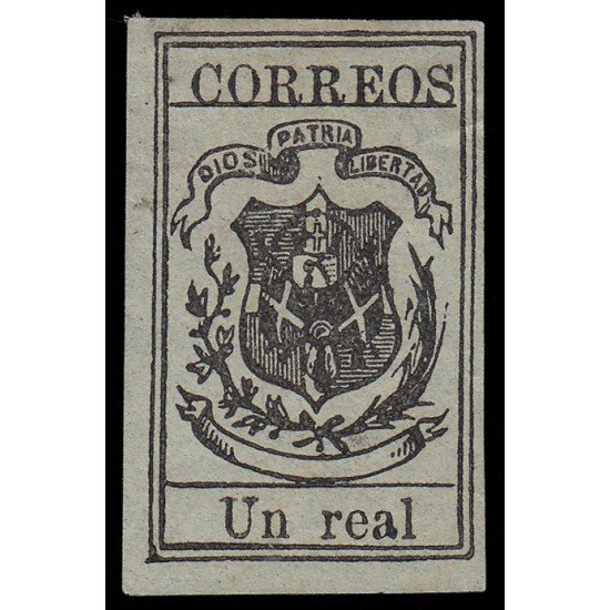 Rep. Dominicana 7 1866 Escudo Papel verjurado negro sobre color MH Rep. Dominicana 7 1866 Escudo Papel verjurado negro sobre color MH