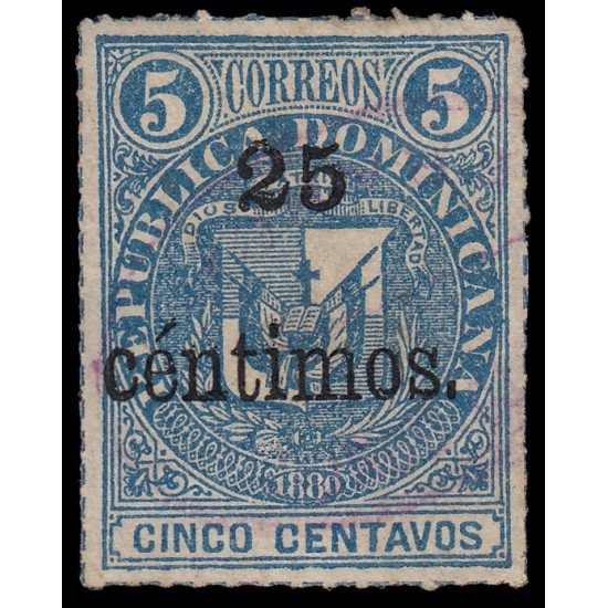 Rep. Dominicana 45a 1883 Sellos de 1880 con sobrecarga Usados