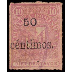 Rep. Dominicana 45 1883 Sellos de 1880 con sobrecarga Usados Rep. Dominicana 45 1883 Sellos de 1880 con sobrecarga Usados