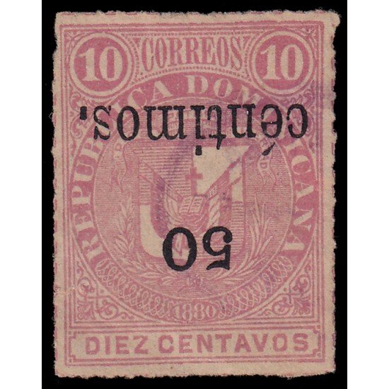 Rep. Dominicana 46c 1883 Sellos de 1880 con sobrecarga Usado