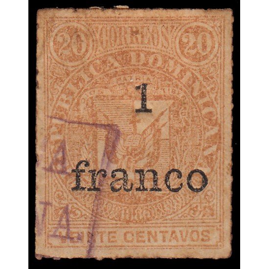 Rep. Dominicana 47b 1883 Sellos de 1880 con sobrecarga Usado