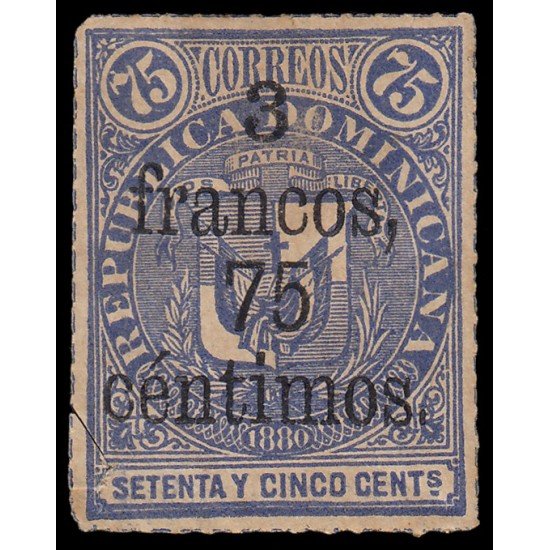Rep. Dominicana 50 1883 Sellos de 1880 con sobrecarga MH