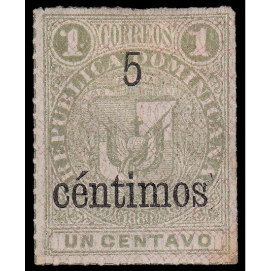Rep. Dominicana 52a 1883 Sellos de 1881 con sobrecarga y con marco MH