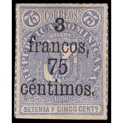 Rep. Dominicana 59 1883 Sellos de 1881 con sobrecarga y con marco MH