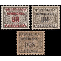 Rep. Dominicana 141/43 1906 Sellos de 1901 con sobrecarga MH Rep. Dominicana 141/43 1906 Sellos de 1901 con sobrecarga MH
