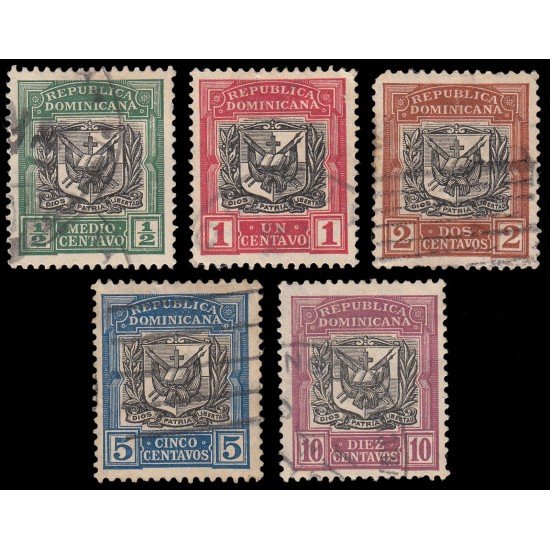 Rep. Dominicana 152/56 1907 Sellos de 1901 con sobrecarga Centro negro Usados