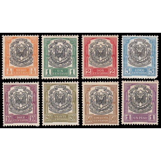 Rep. Dominicana 157/64 1911-13 Sellos de 1901 con sobrecarga Centro negro MH Rep. Dominicana 157/64 1911-13 Sellos de 1901 con sobrecarga Centro negro MH