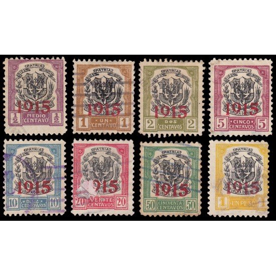 Rep. Dominicana 180/87 1915 con sobrecarga 1915 en carmín Usados