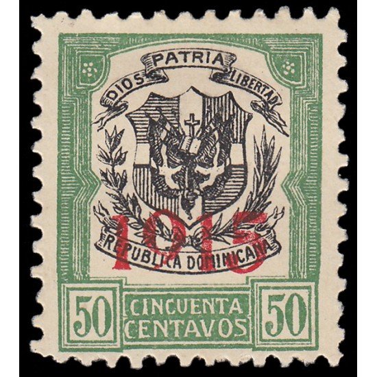 Rep. Dominicana 186 1915 con sobrecarga 1915 en carmín MH