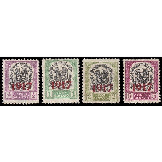Rep. Dominicana 190/93 1917 con sobrecarga 1917 en carmín MH