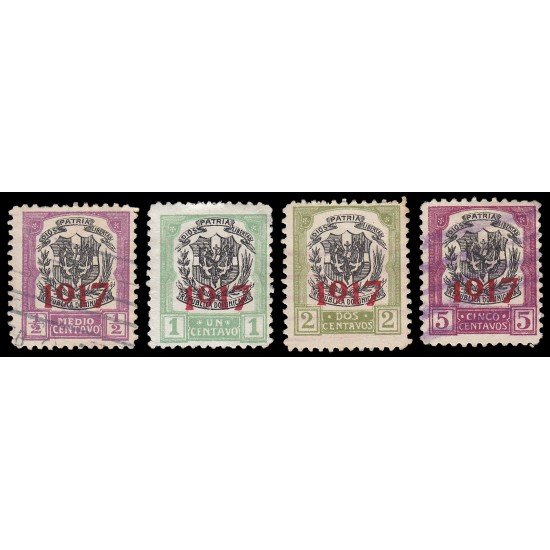 Rep. Dominicana 190/93 1917 con sobrecarga 1917 en carmín Usados