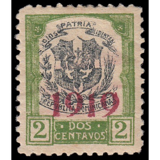 Rep. Dominicana 194 1919 con sobrecarga 1919 en carmín MNH