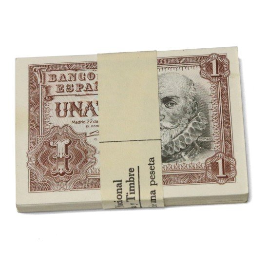 España  Billetes 1 peseta  1953 Taco completo de 100 Billetes