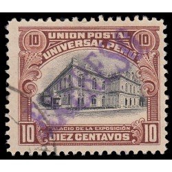 Perú Urgente 2 1909 Palacio de la exposición Sello de 1907 con sobrecarga Usado