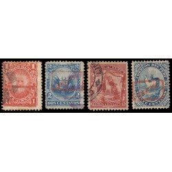 Perú Servicio Oficial 16/19 1895 Sellos de 1895 con sobrecarga Gobierno en rojo Usados Perú Servicio Oficial 16/19 1895 Sellos de 1895 con sobrecarga Gobierno en rojo Usados