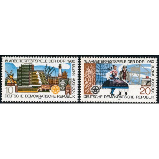 VAR1  Alemania Oriental DDR  Nº 2175/76  1980  18º Festiv. de los obreros de Rostock Lujo