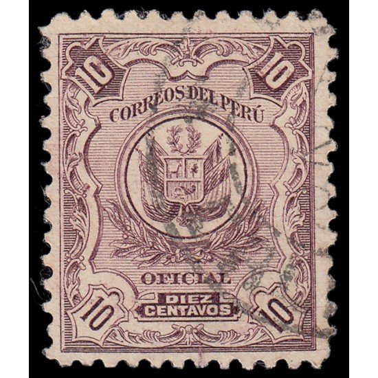 Perú Servicio Oficial 34 1936 Fondo de líneas Usado Perú Servicio Oficial 34 1936 Fondo de líneas Usado