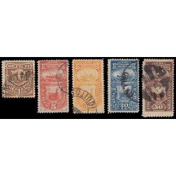 Perú Tasas 1/5 1874-79 Déficit o Franqueo Usados Perú Tasas 1/5 1874-79 Déficit o Franqueo Usados