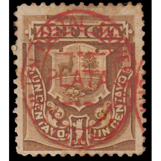 Perú Tasas 6B 1881 Déficit o Franqueo Con sobrecarga rojo MH Perú Tasas 6B 1881 Déficit o Franqueo Con sobrecarga rojo MH