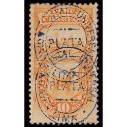 Perú Tasas 8Aa 1881 Déficit o Franqueo Con sobrecarga azul MH