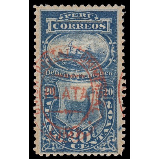 Perú Tasas 9B 1881 Déficit o Franqueo Con sobrecarga rojo MH Perú Tasas 9B 1881 Déficit o Franqueo Con sobrecarga rojo MH