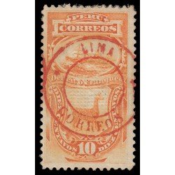 Perú Tasas 14 1882 Sellos de 1874-79 Con sobrecarga Lima-Correos en rojo MH Perú Tasas 14 1882 Sellos de 1874-79 Con sobrecarga Lima-Correos en rojo MH
