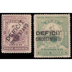 PerúTasas  40/41 1902 Unión Postal Universal con sobrecarga Déficit centavos MH