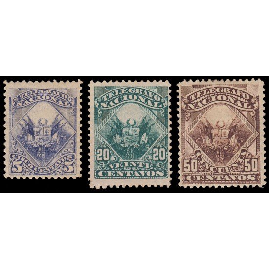 Perú Telégrafos 1/3 1876 Telégrafo Nacional MH Perú Telégrafos 1/3 1876 Telégrafo Nacional MH