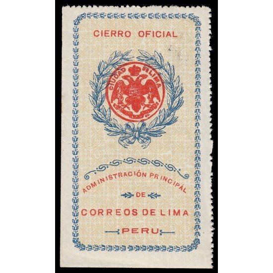 Perú Sellos de Devolución 1 1904 Fondo formado de burelage amarillo MNH Perú Sellos de Devolución 1 1904 Fondo formado de burelage amarillo MNH