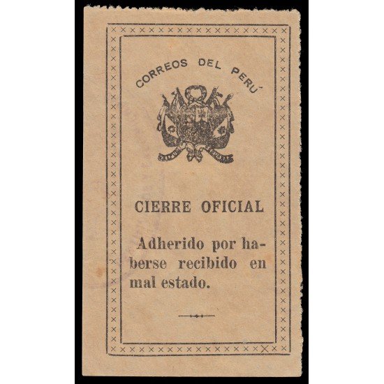 Perú Sellos de Devolución 5 1908-16 Fondo liso Usado Perú Sellos de Devolución 5 1908-16 Fondo liso Usado