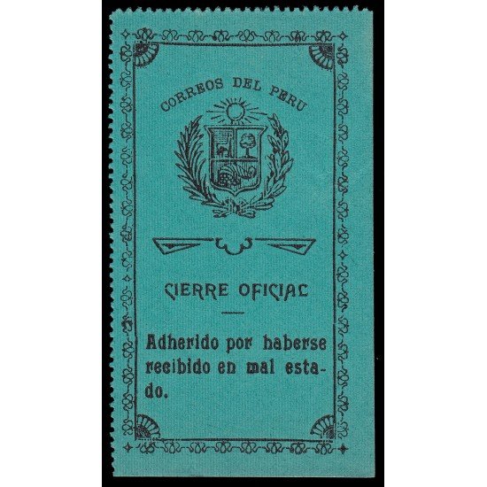 Perú Sellos de Devolución 8 1908-16 Papel muaré mediante estampado MNH Perú Sellos de Devolución 8 1908-16 Papel muaré mediante estampado MNH