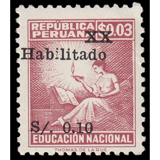 Perú Beneficencia 5 1966 En beneficio de la educación Nacional Firma Thomas de la Rue Con sobrecarga MNH Perú Beneficencia 5 1966 En beneficio de la educación Nacional Firma Thomas de la Rue Con sobrecarga MNH