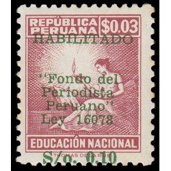Perú Beneficencia 6 1967 En beneficio de la educación Nacional Firma Thomas de la Rue Con sobrecarga MH Perú Beneficencia 6 1967 En beneficio de la educación Nacional Firma Thomas de la Rue Con sobrecarga MH