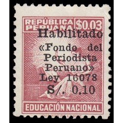 Perú Beneficencia 6a 1967 En beneficio de la educación Nacional Firma Thomas de la Rue Con sobrecarga en negro MH Perú Beneficencia 6a 1967 En beneficio de la educación Nacional Firma Thomas de la Rue Con sobrecarga en negro MH