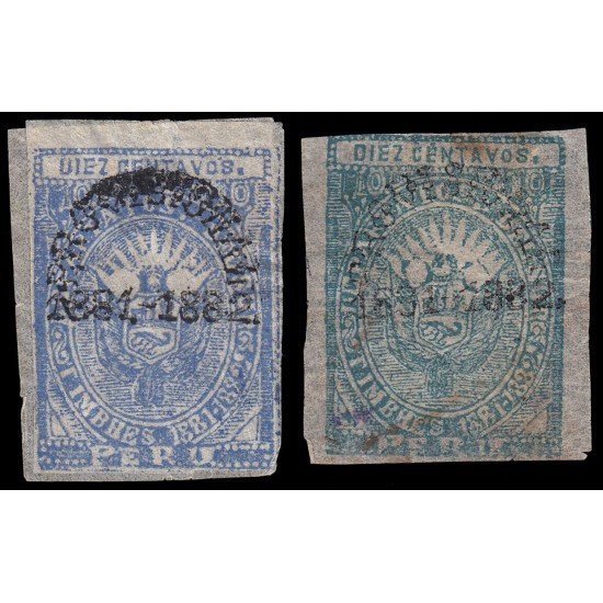 Perú Arequipa 1/2 1882 Provisional 1881-82 con sobrecarga Usados Perú Arequipa 1/2 1882 Provisional 1881-82 con sobrecarga Usados