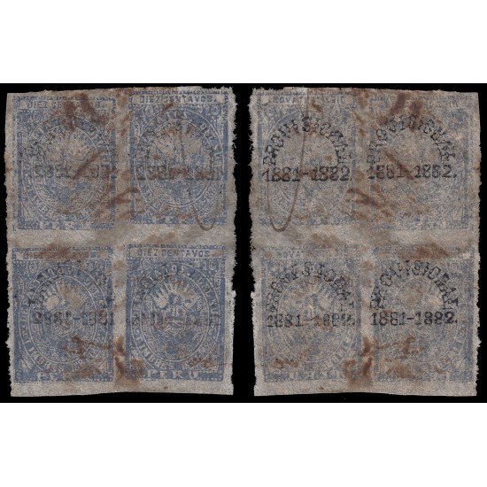Perú Arequipa 1a 1882 Provisional 1881-82 con sobrecarga Bl.4 Usados 